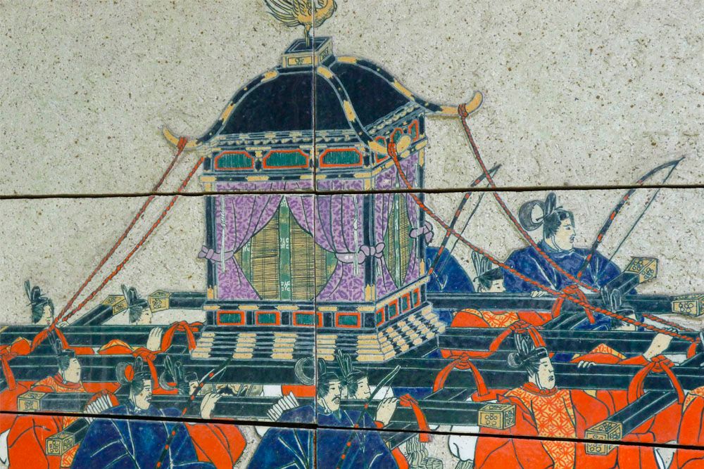 大阪天神祭り「舟渡御」　版画 ☆即決/ちょっと古い/天神祭礼船渡御図/版画額/中古保管品